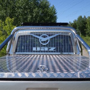 Защита кузова и заднего стекла 76,1 мм со светодиодной фарой (для крышки) UAZ Pickup 2015-