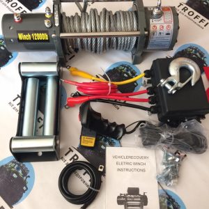 Лебёдка электрическая 12V Electric Winch 12000 lbs 5443 кг (влагозащ., сталь, ролик. клюз)